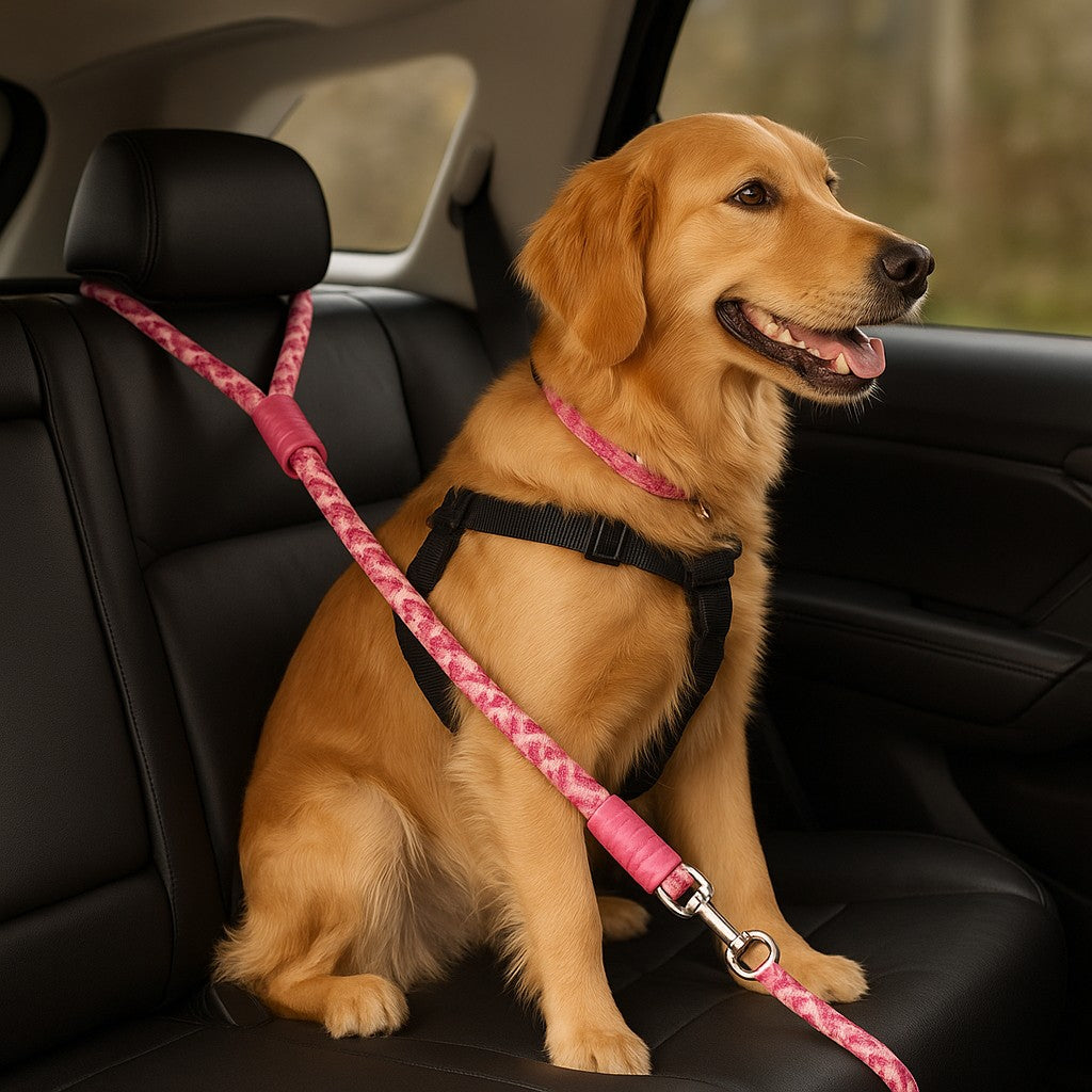 Prime Paws Adjustable Shock-Absorbing Dog Car Seat Belt & Safety Tether - premium product photo