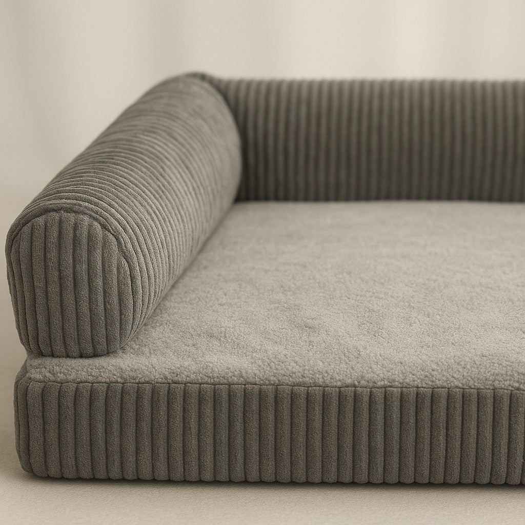 MyPrimePaws Luxury Corduroy Pet Sofa Bed | Calming & Orthopedic Support - premium product photo