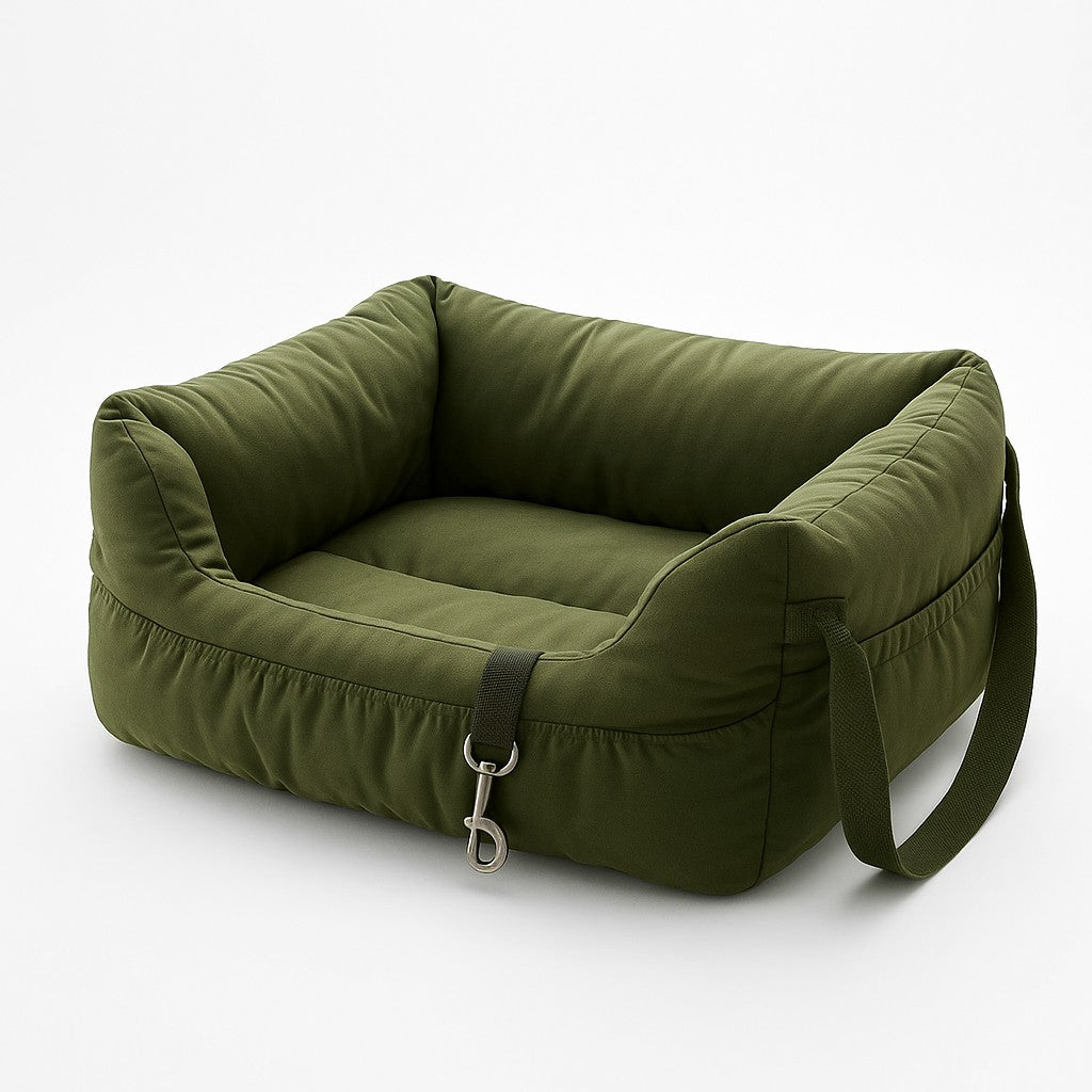 Dog Car Seat with Safety Belt - Non-Slip Pet Car Bed for Small Dogs, Washable Travel Carrier with Secure Straps for Safe Car - premium product photo