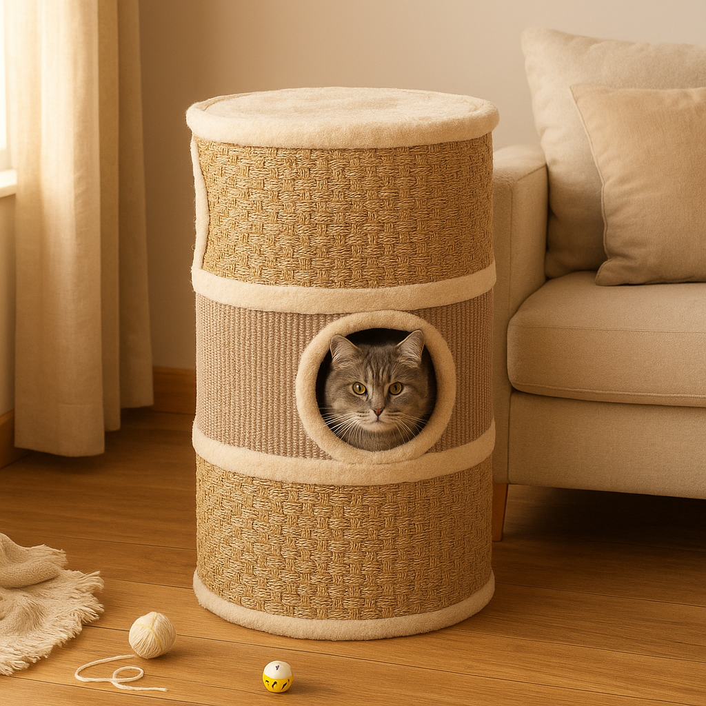 MyPrimePaws 3-Story Small Cat Condo & Scratcher Tower - premium product photo