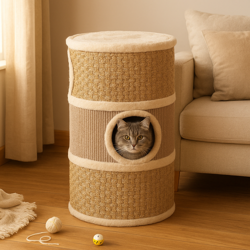 MyPrimePaws 3-Story Small Cat Condo & Scratcher Tower - premium product photo