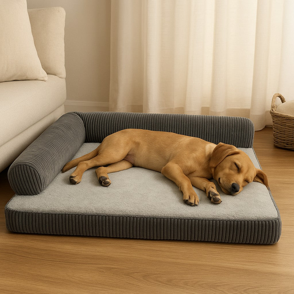 MyPrimePaws Luxury Corduroy Pet Sofa Bed | Calming & Orthopedic Support - premium product photo