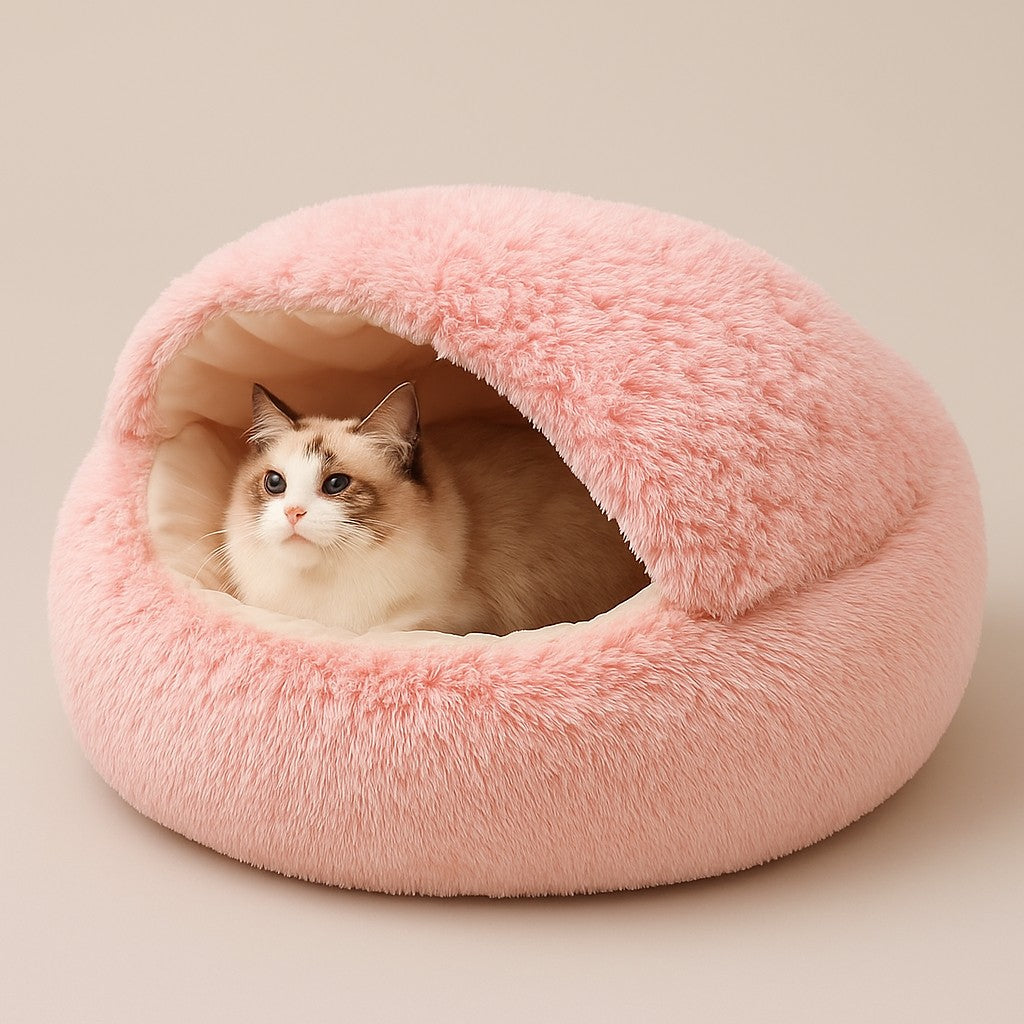 MyPrimePaws Cozy 2-in-1 Self-Warming Covered Cat Bed & Small Dog Cave - premium product photo