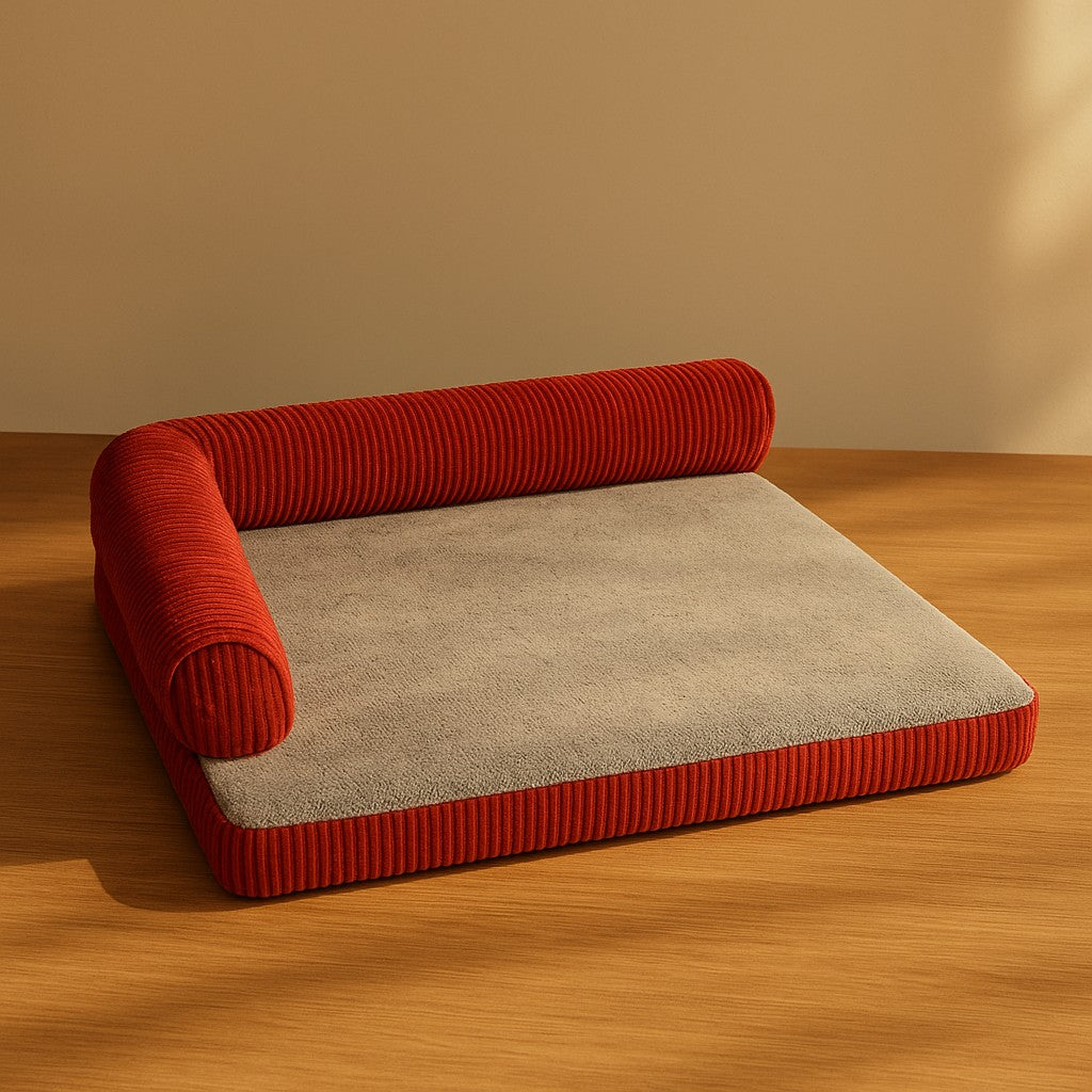 MyPrimePaws Luxury Corduroy Pet Sofa Bed | Calming & Orthopedic Support - premium product photo