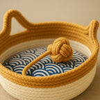 Pet Cat Bed Round Hand Woven Rattan Wear-resistant Cat Bed Summer Pet Bed Indoor Sleeping House Pet Products Accessories - premium product photo