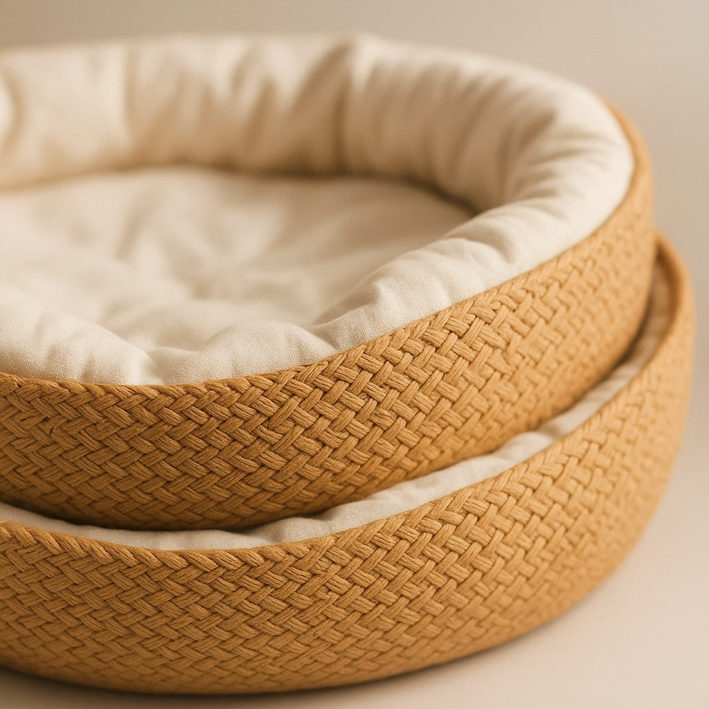 Prime Paws Hand-Woven Cozy Basket Cat Bed with Removable Cushion - premium product photo