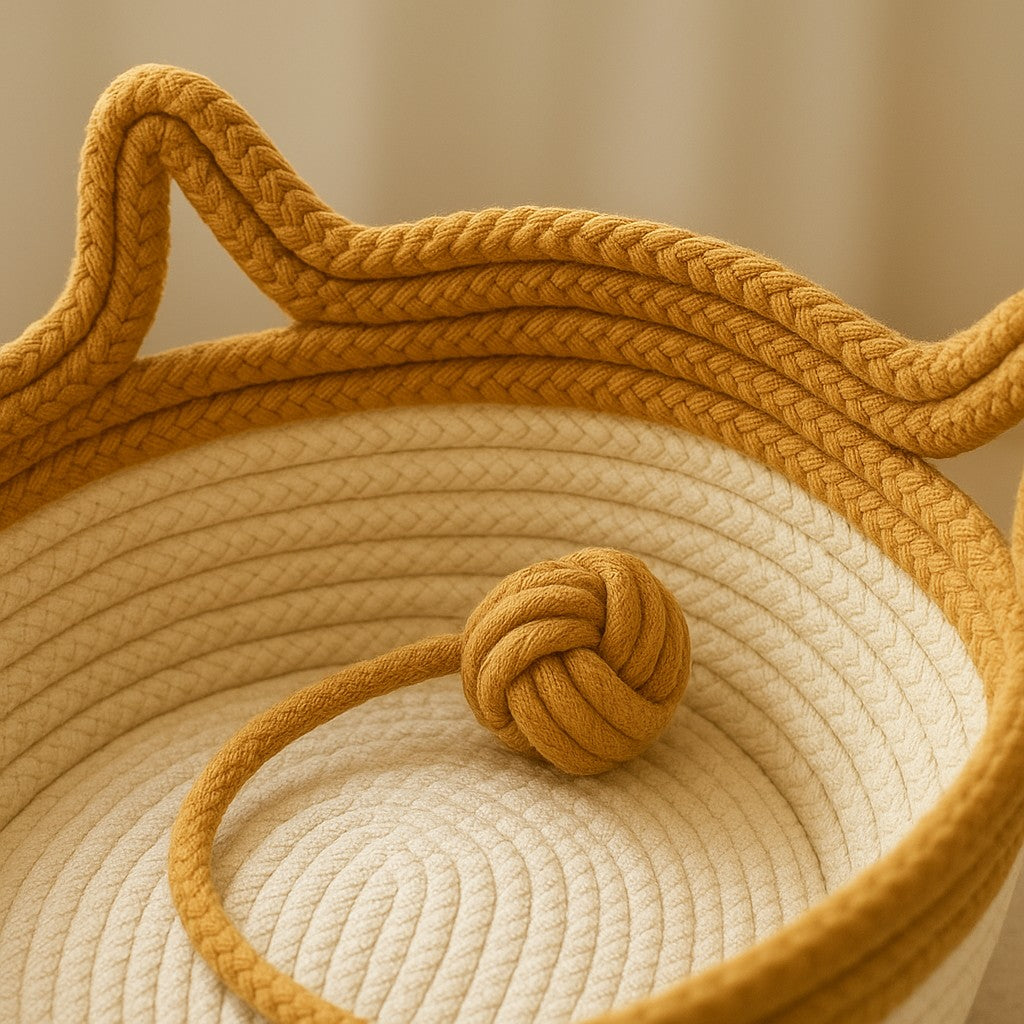 Hand-Woven Rattan Cat Bed & Indoor Sleeping House | MyPrimePaws - premium product photo