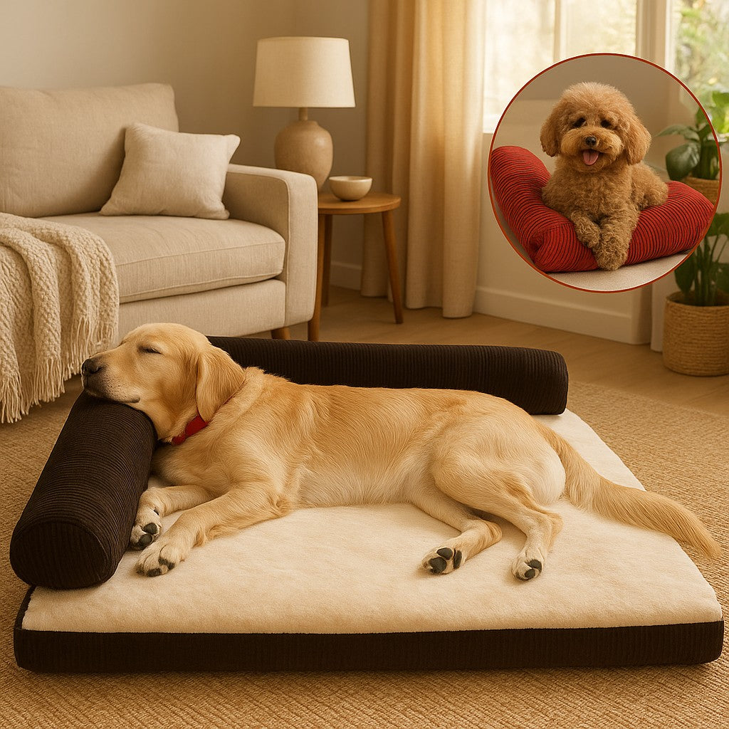 MyPrimePaws Luxury Corduroy Pet Sofa Bed | Calming & Orthopedic Support - premium product photo