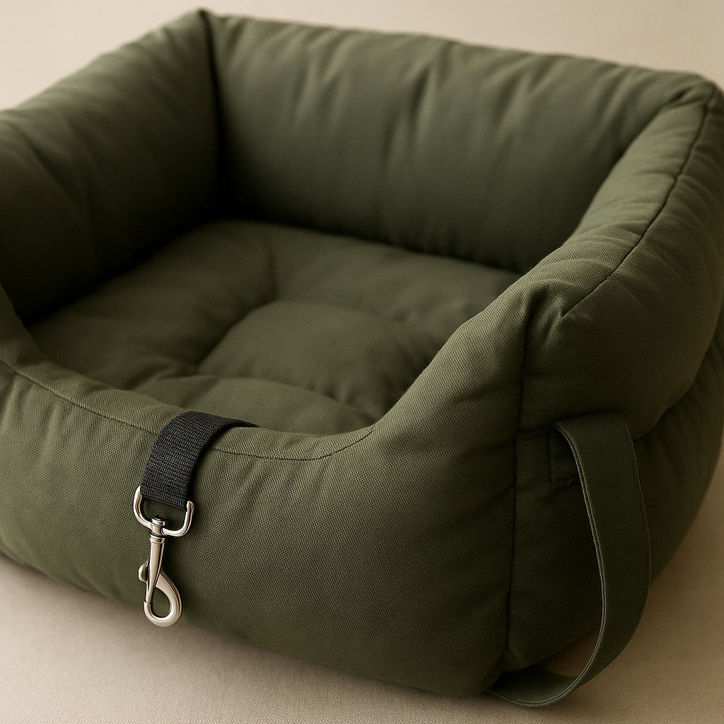 Dog Car Seat with Safety Belt - Non-Slip Pet Car Bed for Small Dogs, Washable Travel Carrier with Secure Straps for Safe Car - premium product photo