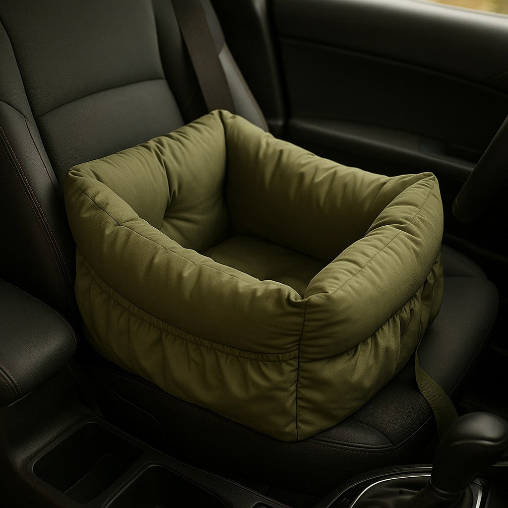Dog Car Seat with Safety Belt - Non-Slip Pet Car Bed for Small Dogs, Washable Travel Carrier with Secure Straps for Safe Car - premium product photo