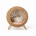 MyPrimePaws Elevated Hand-Woven Banana Leaf Cat Bed & Condo | Luxurious Feline Retreat - premium product photo