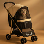 PawHut Khaki Pet Stroller for Small Dogs & Miniature Breeds - All-Weather Comfort & Safety | MyPrimePaws - premium product photo