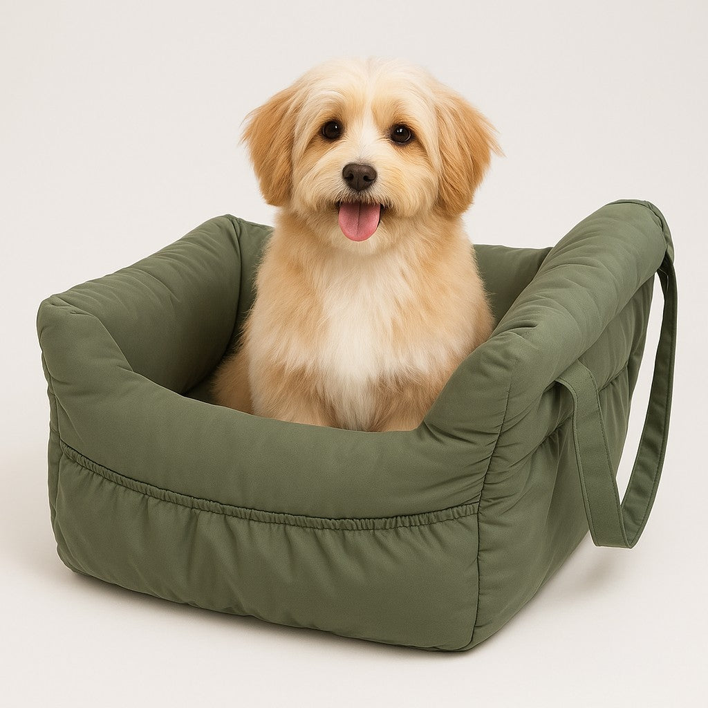Dog Car Seat with Safety Belt - Non-Slip Pet Car Bed for Small Dogs, Washable Travel Carrier with Secure Straps for Safe Car - premium product photo