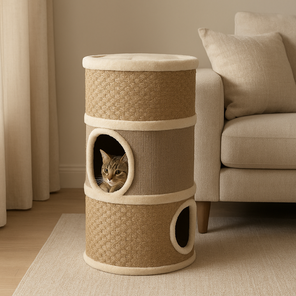 MyPrimePaws 3-Story Small Cat Condo & Scratcher Tower - premium product photo